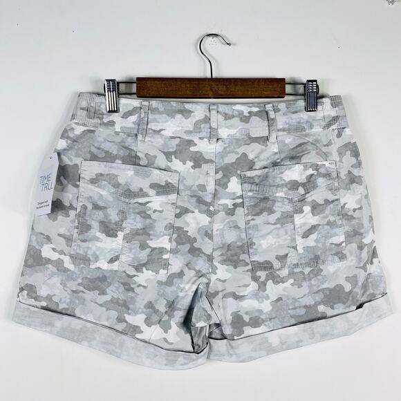 Time And Tru Size 8 Camo Print Utility Shorts Gray Cotton Blend - Picture 4 of 6